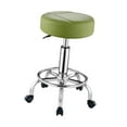 thumbnail image 2 of Taburete de spa con ruedas y reposapiés redondo de cuero sintético, taburete de salón con ruedas para de cocina, diseño de salón de trabajo Verde, 2 of 8