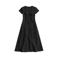 thumbnail image 5 of HVOBTTY Summer Women's Short Sleeve Mid-Length Peplum Dress V Neck Cut Modern Daily Leisure Out Wear, 5 of 5