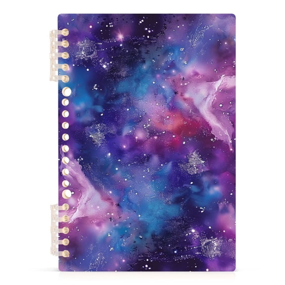 Glittering Purple Galaxy Spiral Journal Notebook College Ruled Notebook 8.3" x 5.7" A5 Lined Thick Paper Page