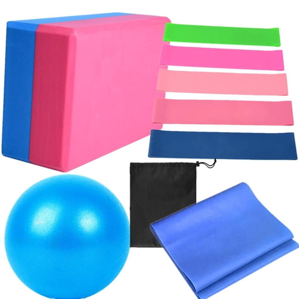 Greeniant 9 Uds suministros de Yoga pelota de Yoga banda de resistencia de ladrillo de Yoga equipo de Fitness para gimnasio en casa Accesorios para máquinas de ejercicios Azul Greeniant OD010562-02