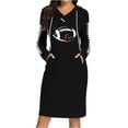 thumbnail image 2 of Sexlip Womens Long Sleeve Midi Dress V Neck Design Soft Fabric Relaxed Silhouette for Office Wear Black XXL, 2 of 6