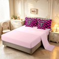 thumbnail image 3 of Manfei Pearl Pattern Letter T 7pcs Queen Bedding,Black Pink Checkered Bedding Comforter Set Queen,Pink Reversible, 3 of 7