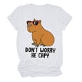 thumbnail image 4 of QHWAUAKFBN Womens T Shirts Graphic Fun Graphic Capybara Selfie Cute Cartoon Printed Multi Color Tshirts Top, 4 of 4
