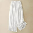 thumbnail image 2 of Fiaer,Oversized Palazzo Pants for Women,Womens Side Buttons Elastic Waist Trousers,Women's Loose Fit Casual Solid Color Slacks with 2 Pockets White XL, 2 of 6