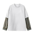 thumbnail image 4 of Fengqque Men's Fashionable and Comfortable Casual Long Sleeve T-Shirt Fake Two Piece Shirt Pullover Top Blouse White XL(XL), 4 of 4