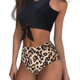 thumbnail image 1 of Conjunto de tankini con nudo para mujer, cintura alta fruncida, 2 piezas, bonitos trajes de baño, 1 of 7