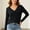 Black, variant on WRFWUL Womens Long Sleeve V Neck Shirts Ruched Front Slim Fit Solid Color Blouses Casual Fall Comfy Soft Tops