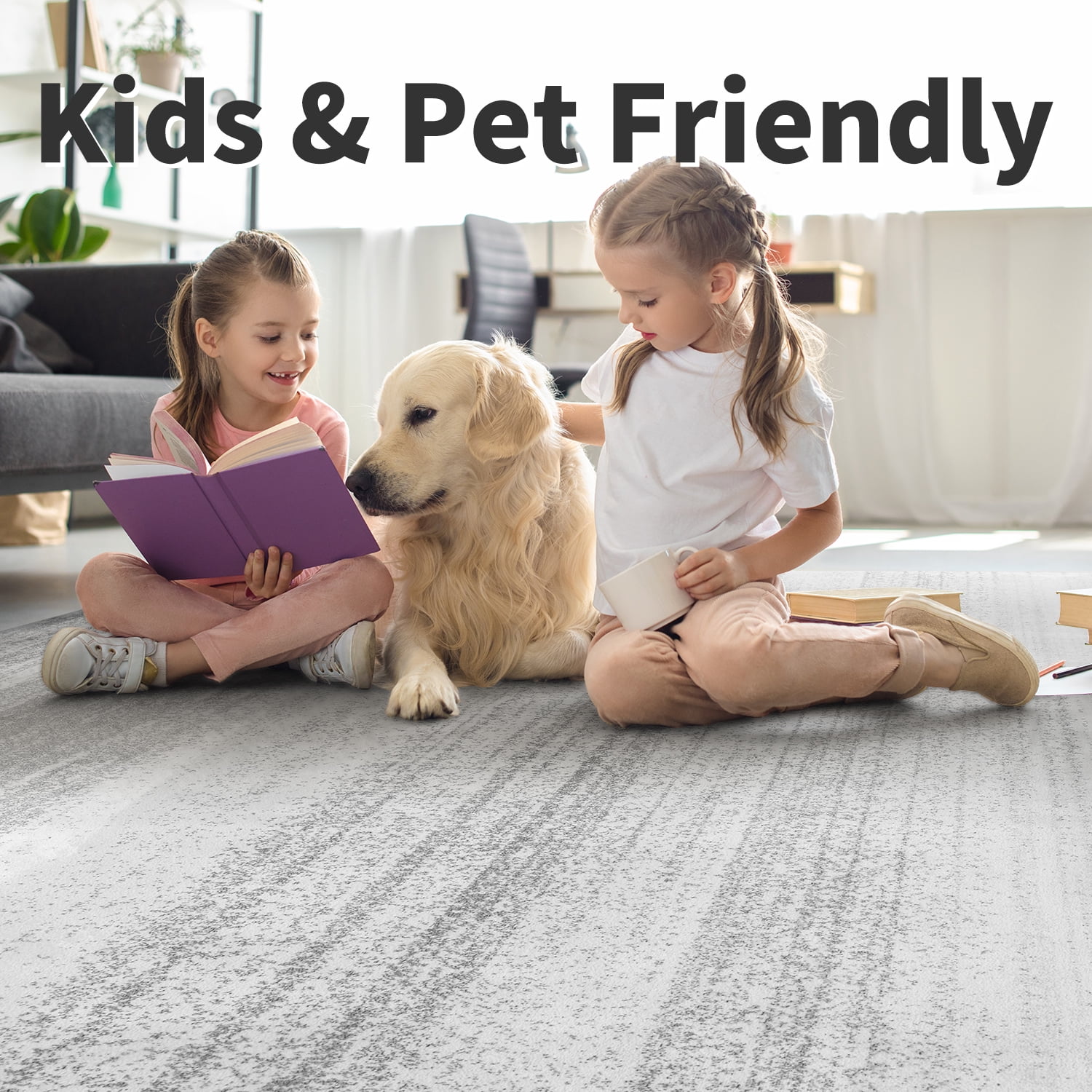 SIXHOME 5x7 Area Rugs Abstract Striped Rugs for Living Room Machine Washable Carpet Bedroom Dining Kids Room Throw Rugs Indoor Non-Slip Modern Accent Floor Rug Contemporary Neutral Gray and White