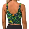 thumbnail image 3 of Kdxio Dinosaurs and Tropical Leaves and Flowers Print Workout Crop Tank Top for Women Racerback Yoga Tank Tops Athletic Sports Shirts Exercise Undershirts, 3 of 9