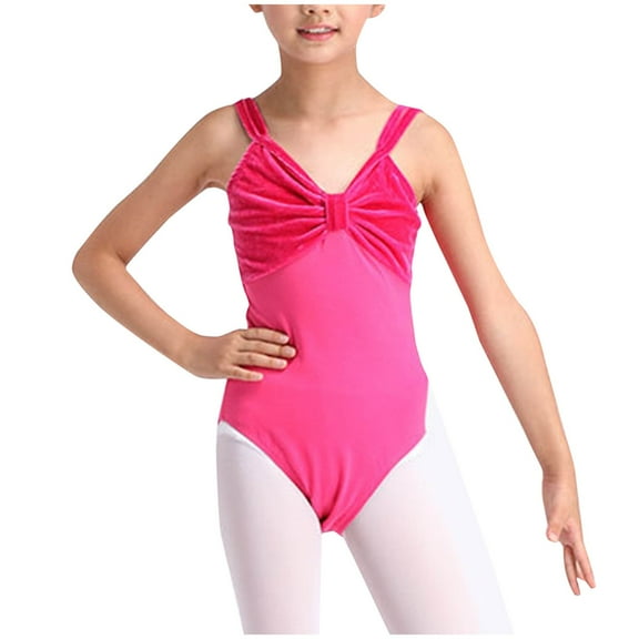 Cethrio Gymnastics Leotards for Girls, Sleeveless Camisole Ballet Dance Leotards Hot Pink Size 7-8 T