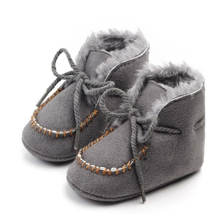 

S LUKKC LUKKC Snow Boots for Baby Boys Girls Winter Toddler Front Strap Shoes Waterproof Outdoor Warm Sherpa Lined Ankle Boots Lightweight Insulated Cold Weather Booties