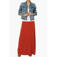 thumbnail image 6 of TheMogan Women's Casual Lounge Solid Foldable High Waist Draped Jersey Relaxed Long Maxi Skirt Copper S, 6 of 7