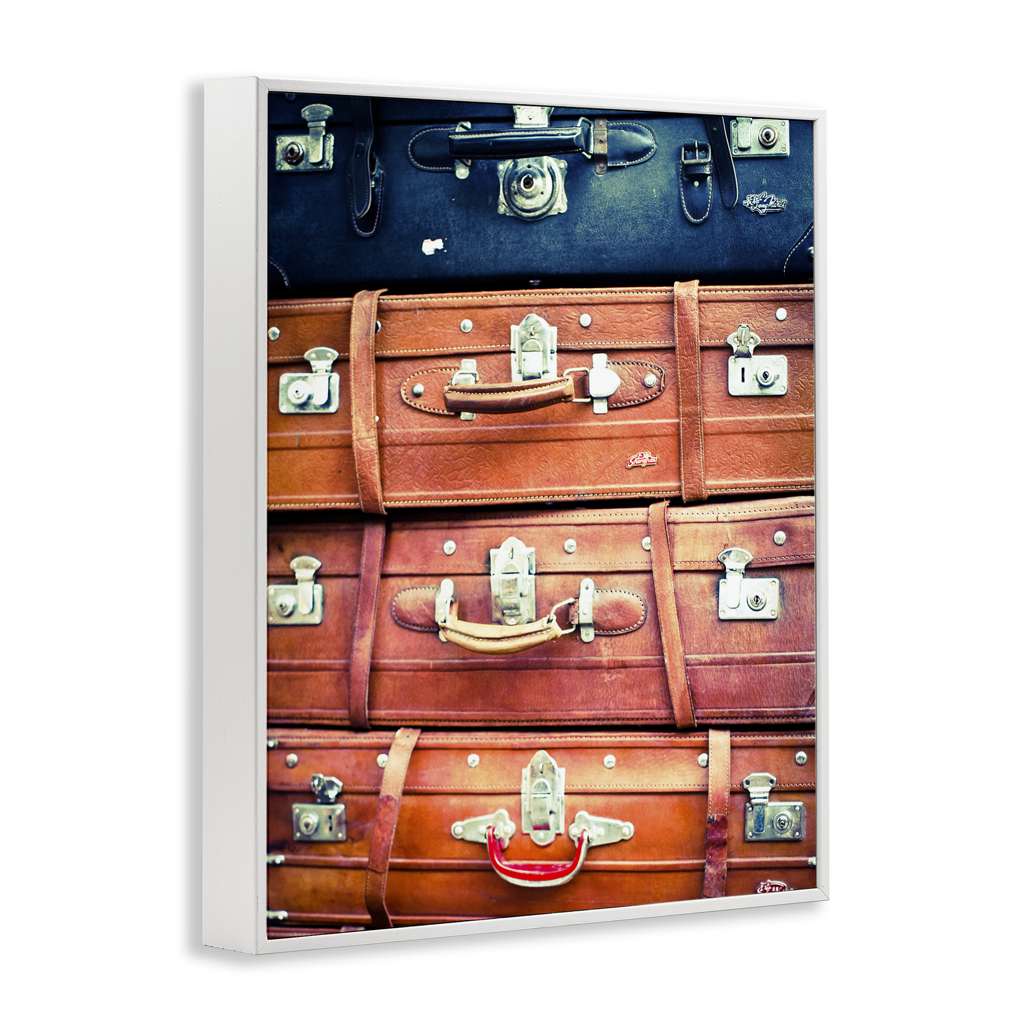 Stupell Industries Varied Stacked Suitcases Novelty Photography White Framed Art Print Wall Art, 16 x 20