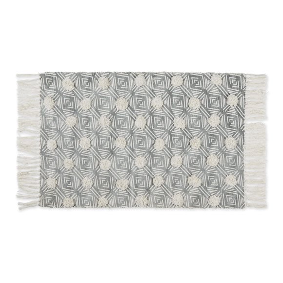 DII Textured Woven Rug Collection Hand-Loomed Shag Printed, 2x3 Ft, Diamond Gray