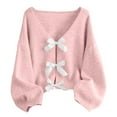 thumbnail image 3 of Elegant Knitted Cardigan Sweater Coat For Women Soft Loose Fit Long Casual Outerwear With Bow Tie Detail Autumn Winter Fashion, 3 of 3