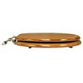 thumbnail image 2 of Rattan Bamboo Wood Round Toilet Seat with Brushed Nickel Hinges Comfort Seats, 2 of 3