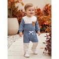 thumbnail image 6 of Loicainy Infant Baby Boy Fall Clothes Set 3 6 12 18 Months Long Sleeve Contrast Color Romper + Pants Outfits, 6 of 9