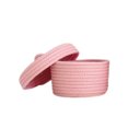 thumbnail image 1 of Wweixi Stylish Storage Basket Organize Space With Handmade Cotton Rope Warm Reminder Washable And Foldable Storage Basket With pink with lid M, 1 of 6