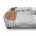 thumbnail image 3 of Ooh La La Soft Flannel Fleece Blanket, Graphical Illustration of a Perfume Bottle with Cursive Calligraphy Aromatic, Cozy Plush for Indoor and Outdoor Use, 50" x 70", Salmon and Grey, by Ambesonne, 3 of 6