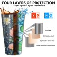 thumbnail image 3 of 16oz Tumblers Pioneer Flower Floral Print Pattern Stainless Steel Vacuum Insulated Double Wall Travel Tumbler Cups Mug with Lid and Straw,Cleaning Brush for Coffee,Tea, 3 of 4