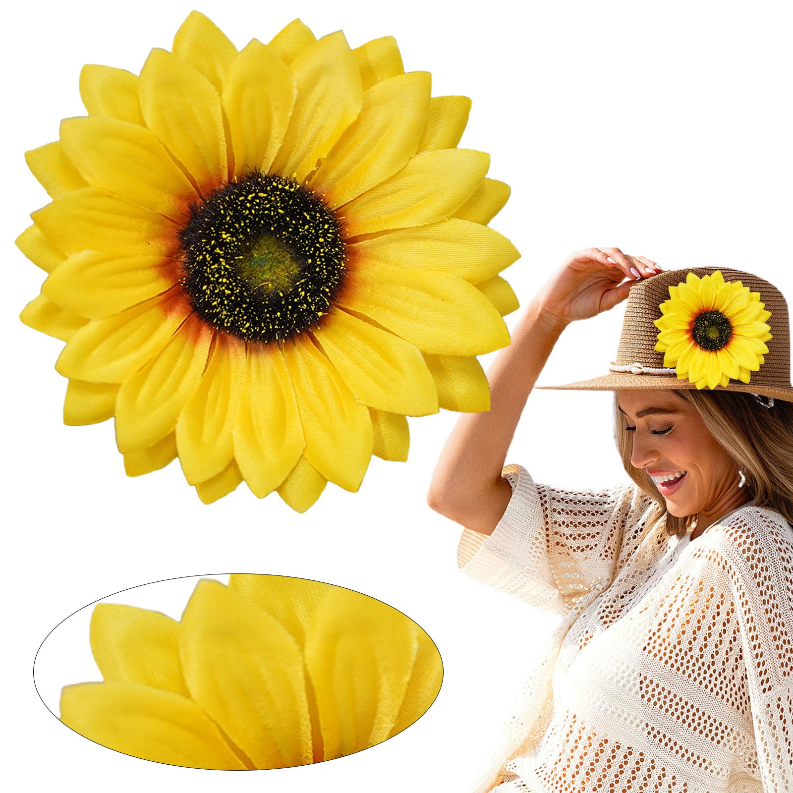 Artificial Flower Heads Sunflower Faux Floral Picks Wedding Bouquet Decoration DIY Craft Supplies Table Centerpiece Home Party Decor