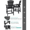 thumbnail image 4 of Wulful Tall Adirondack Chair Set w/ 2 Outdoor Barstools and Connecting Tray for Patio Umbrella, Gray, 4 of 7