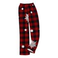 thumbnail image 6 of Women's Christmas Snowflakes and Trees Print Plush Pajama Pants, Soft and Comfortable Home Wear Trousers for Winter, Casual Sleepwear with Elastic Waist,Deep Red,2XL, 6 of 7