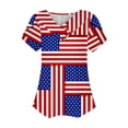 thumbnail image 5 of Camiseta de Manga Corta con Cuello en V, Fiudx, Estampado del Día de la Independencia de Verano para mujer, 5 of 5