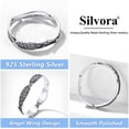 thumbnail image 5 of Silvora Feather Angel Wing 925 Sterling Silver Wedding Band Cool Ring Stacking Finger Ring for Women Men Size 8, 5 of 8