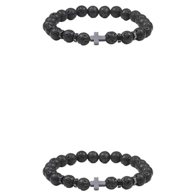kurtrusly Wide Application Exquisite Beads Bracelet For Versatile Fashion Gifts Bracelets volcanic stone 2Set