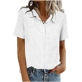 thumbnail image 3 of Bovxnpu Summer Short Sleeve Button Down Shirts Collared Button Pocket Top Casual Summer Tops (Women's or Women's Plus), 3 of 7