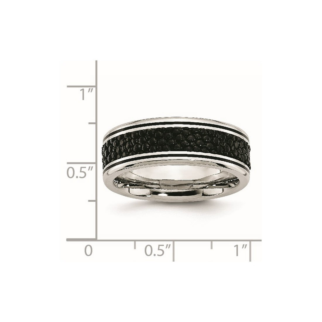Stainless Steel Polished Grooved Stingray Textured 8mm Ring Size 12 Ring for Women