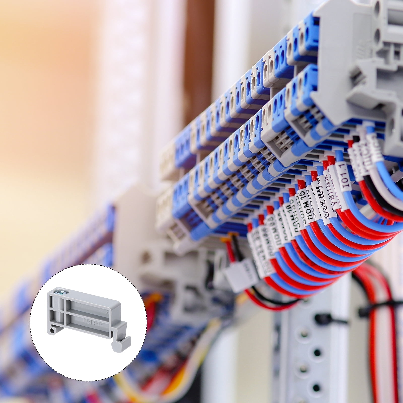 Uxcell Terminal Blocks 80 Pack TBR-F Rail Mount Fuse Holder Screw Terminal Block Wire End Bracket Stopper Din Rail Screw for DIY Electronic Circuits Machine Appliances, Gray