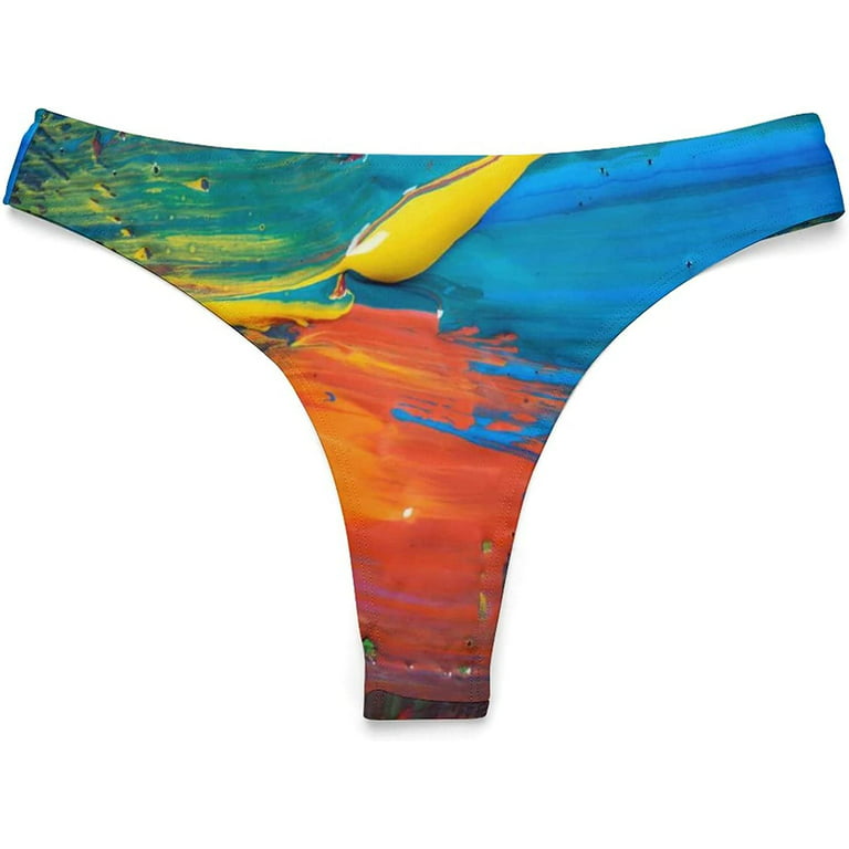 Rainbow Color Line Stroke Women's Thongs Sexy T Back G-Strings Panties  Underwear Panty 