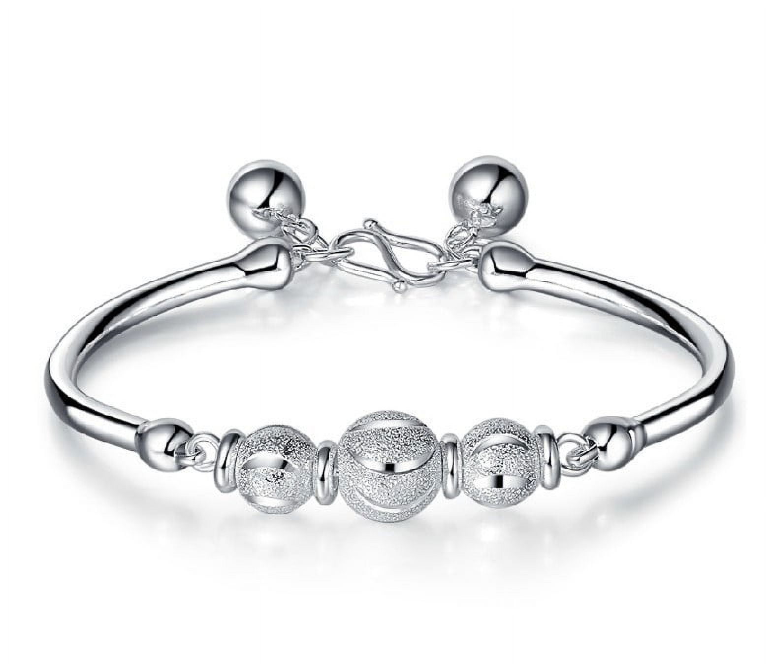 XIAQUJ Sterling Silver Transfer Beads Bracelet for Women