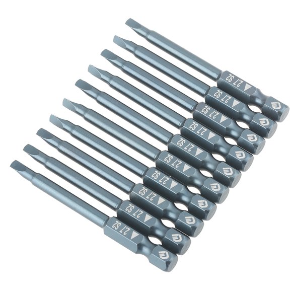 Juego de 10 puntas de destornillador de cabeza triangular de acero de aleación S2 de 1/4 de pulgada y 65 mm, H6,3 x 65 mm x 2,7
