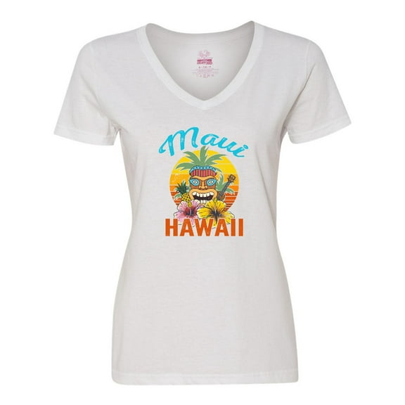 Inktastic Maui Hawaii Vacation Tiki Women's V-Neck T-Shirt
