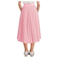thumbnail image 2 of inlzdz Kids Girls Chiffon Pleated Elastic High Waist A-Line Flowy Swing Maxi Long Skirt Casual Wear Pink 150, 2 of 5