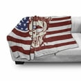 thumbnail image 3 of Skull Soft Flannel Fleece Throw Blanket, Dead Human Head with a Floral Wreath USA American Stars Humor Illustration, Cozy Plush for Indoor and Outdoor Use, 50" x 70", Red White, by Ambesonne, 3 of 6