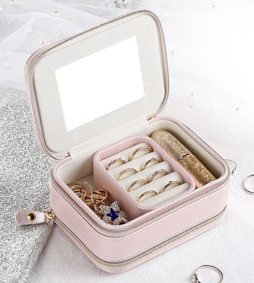 Jewelry Box Organizer Portable Travel Leather Jewellery Ornaments Case Storage 