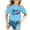Blue, variant on Girls Shirts Size 18 Regular Fit Cartoon Car Printing Round Neckline Breathable Short Sleeve School Uniform Tops Tees