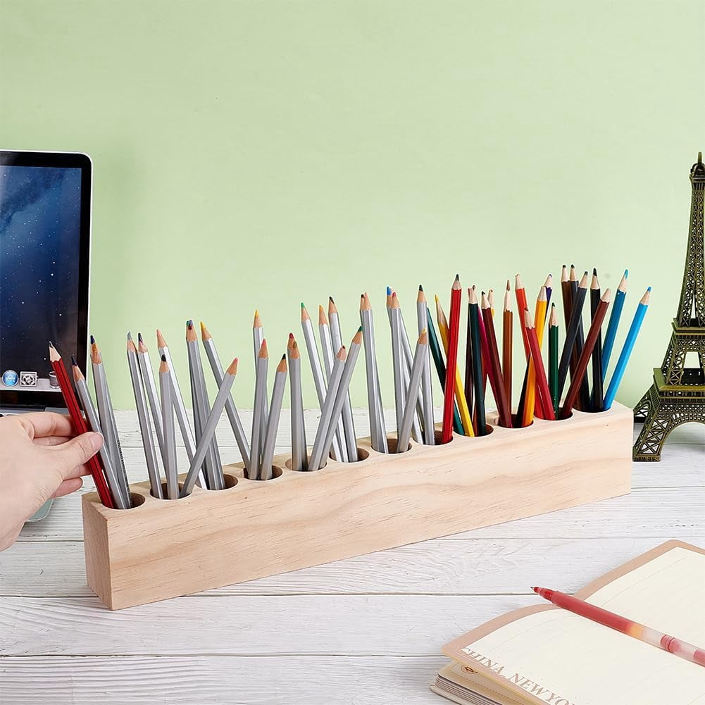 Wooden Colored Pencil Holder Crayon Holder with 12 Holes Pencils Organizer Storage for Storage Caddy Case Pen Holder for Colored Pencils Markers Crayons Desk Accessories diy