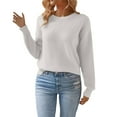 thumbnail image 5 of Comdrip Knit Sweater, Women's Wool Blend Casual Sweaters Crewneck Long Sleeve Knit Pullover Sweater Fall Tops for Women 2025 Pullover Sweaters for Women Light Ashy XL, 5 of 9
