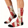thumbnail image 5 of 4th of July 250th Anniversary Patriotic Socks for Women, Independence Day USA Flag Theme Crew Socks, Red White Blue Color Blocked Striped Middle Socks for Adult (1 Pair, 1776-2026), 5 of 6