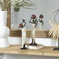 thumbnail image 3 of 16"H, 4"W Cream Polystone Standing African Woman Sculpture with Red Water Pots and Black Base, by DecMode (2 Count), 3 of 18