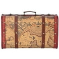 thumbnail image 1 of Wood Vintage Suitcase Portable Composite Wood Map Pattern Design Vintage Storage Chest, 1 of 7