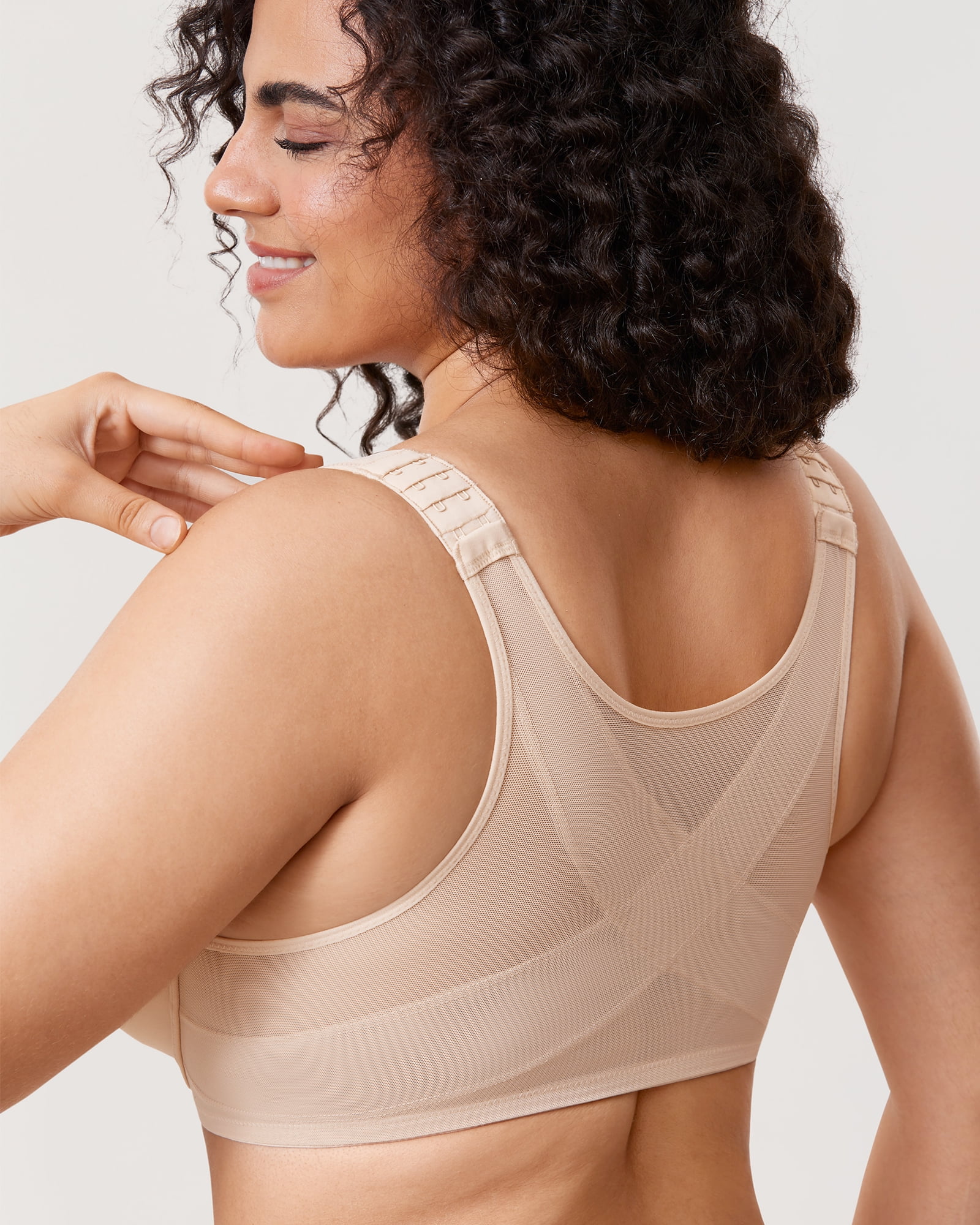 DELIMIRA Women's Front Closure Bras Posture Full Coverage Plus Size Underwire Unlined Seamless Bra