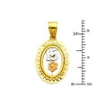 thumbnail image 3 of Wellingsale 14K Tri 3 Color Gold Polished Ornate Sweet 15 Charm Pendant with Flower Accent, 3 of 5