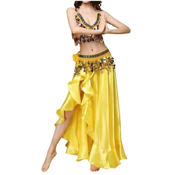 WILLBEST Vestido Casual Para Mujer, Conjunto De Sujetador Y Falda Para Danza Del Vientre, Elegante Para Práctica Y Espectáculos De Danza.