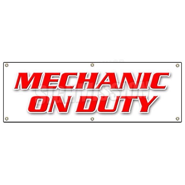 72" Mechanic ON Duty Banner Sign Repair Shop Automotive Tools Maintenance